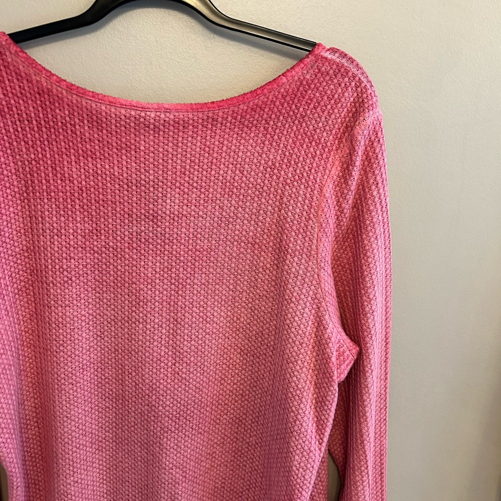NWT Torrid Waffle Scoop Neck Long Sleeve Henley Top in pink peacock size 3x - Picture 12 of 13